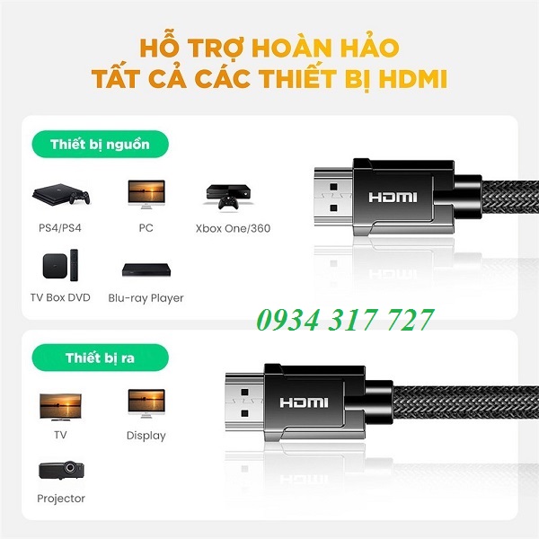 Cáp HDMI 2.1 hỗ trợ 8K/60Hz dài 1-3m UGREEN HD140